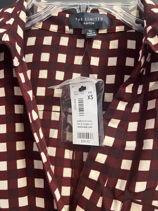 The Limited Ashton Burgundy and Cream Check Button-Down Shirt - Picture 3 of 3